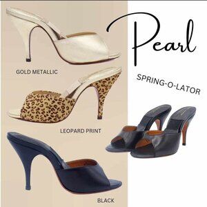 Remix Re-Mix Vintage Heels Pearl Gold Metallic Sz 8